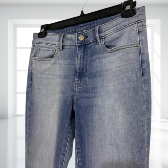 WHBM Mid-Rise Soft Slim Crop Jeans Size 8 Bronze Gold Metallic Cuff Denim - Picture 5 of 12